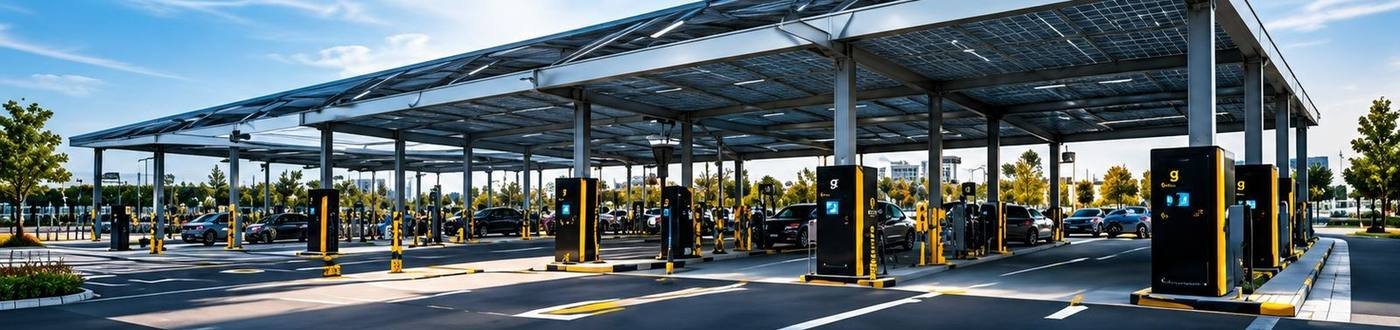 Solar carport parking with EV chargers