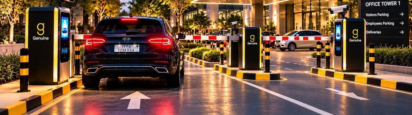 Office tower parking entrance